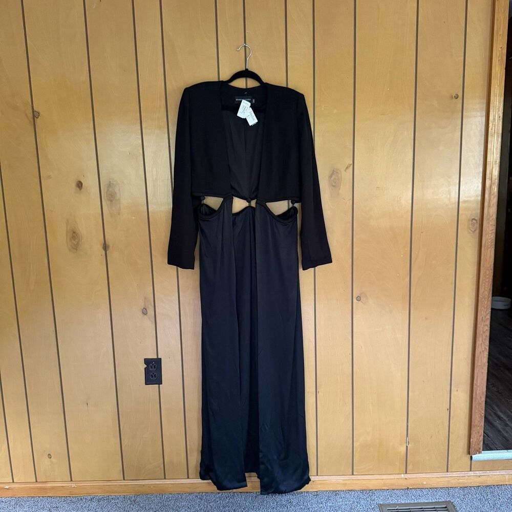 Brandon Maxwell Cut Out Coat Top In Black Size 10 MSRP $2795 Silk Evening Coat - Picture 2 of 15